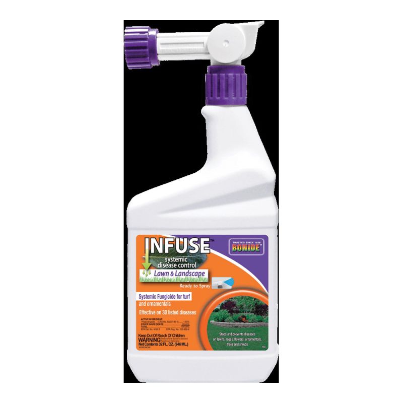Bonide Infuse B70 150 RTS Lawn and Landscape Fungicide, Liquid, Latex, Yellow, 1 qt Container Yellow