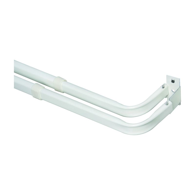 Kenney KN522 Curtain Rod, 2 in Dia, 48 to 86 in L, Steel, White White