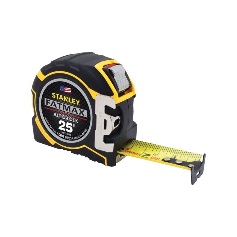 STANLEY FMHT33338 Tape Measure, 25 ft L Blade, 1-1/4 in W Blade, Steel Blade, ABS Case, Black/Yellow Case 25 Ft