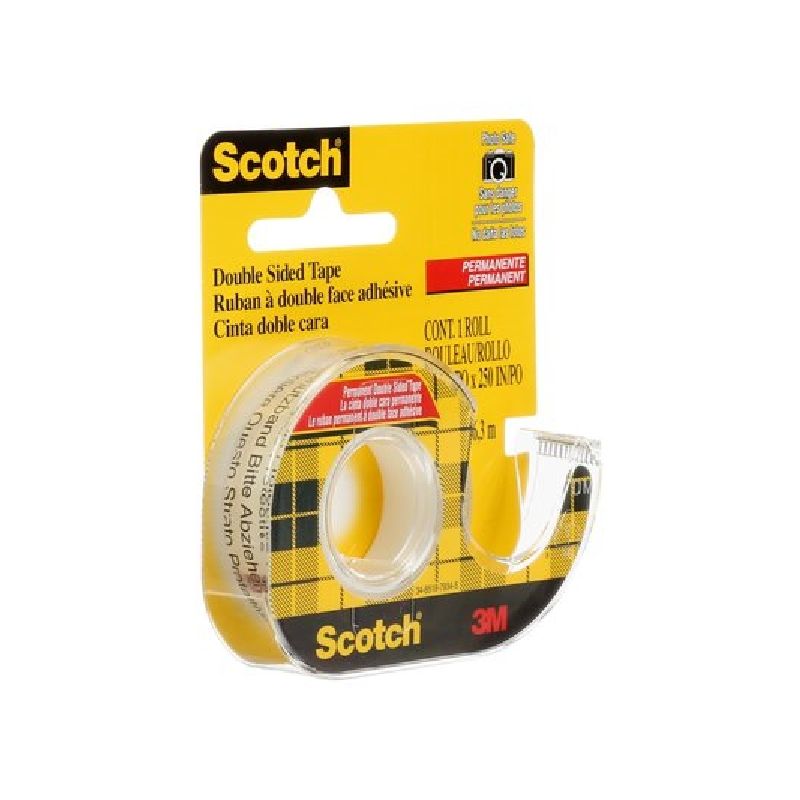 Scotch 136 Double-Sided, Permanent Office Tape, 250 in L, 1/2 in W