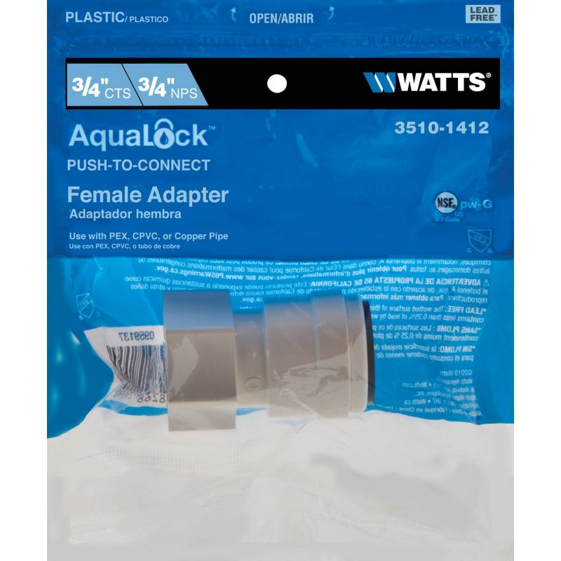 Watts Quick Connect Female Plastic Connector 3/4 In. CTS X 3/4 In. FPT