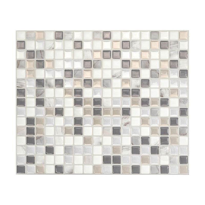 Smart Tiles Mosaik Series SM1036-4 Wall Tile, 9.64 in L Tile, 11.55 in W Tile, Straight Edge, Minimo Noche Pattern Beige/Gray/White (Pack of 6)