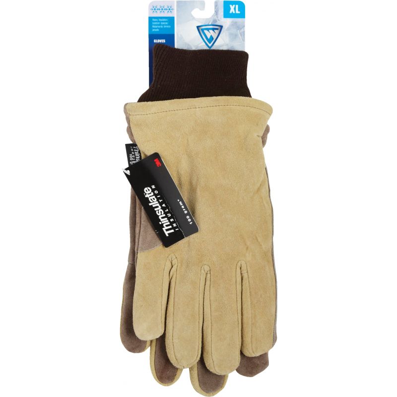 West Chester Protective Gear Cowhide Leather Winter Work Glove XL, Brown &amp; Tan