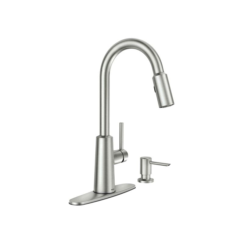 Moen Nori Series 87066 Kitchen Faucet, 1.5 gpm, 1-Faucet Handle, Stainless Steel, Chrome Plated, Deck Mounting