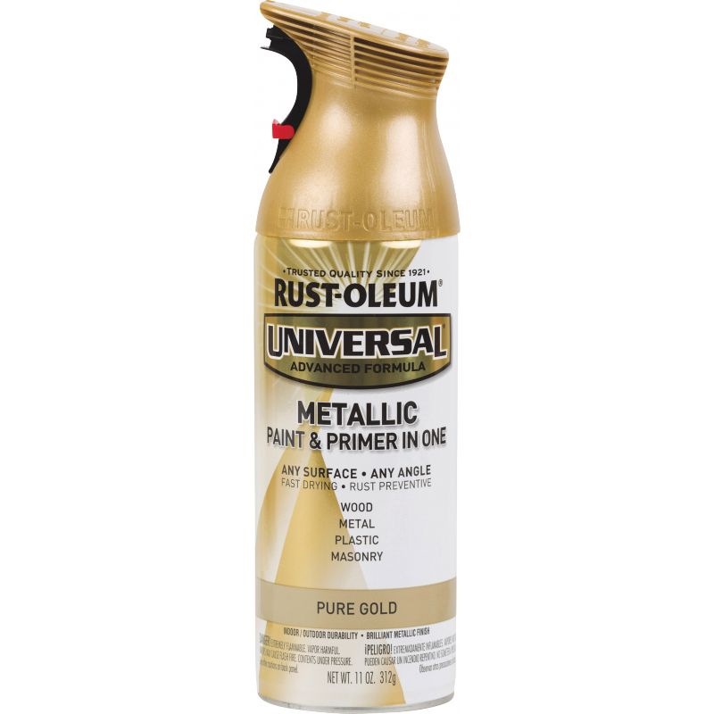 Rust-Oleum Universal Metallic Spray Paint &amp; Primer In One Pure Gold, 11 Oz.