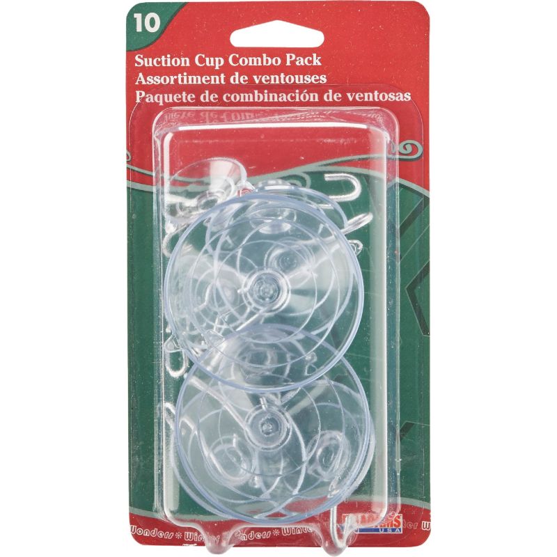 Adams Suction Cup With Metal Hook Combo Pack 2 Large, 4 Medium, 4 Small, Clear