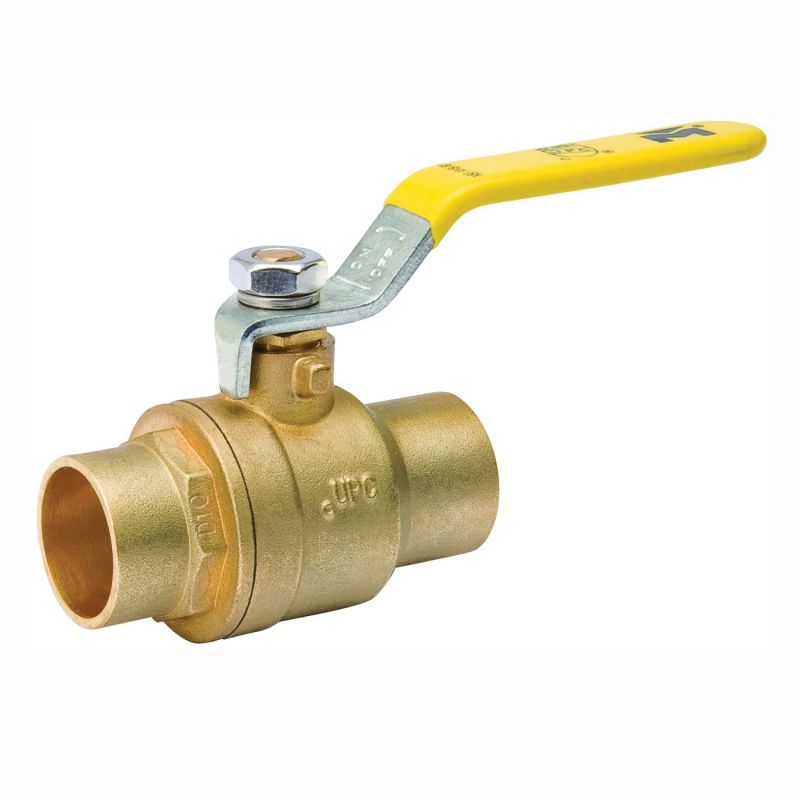 B &amp; K 107-844NL Ball Valve, 3/4 in Connection, Compression, 600/150 psi Pressure, Manual Actuator, Brass Body