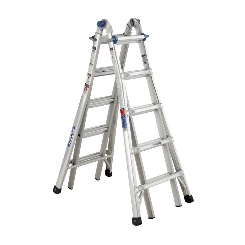 Werner MT-22 Telescoping Multi-Ladder, 22 ft Max Reach H, 20-Step, 300 lb, Type IA Duty Rating, 1-1/4 in D Step, Silver Silver