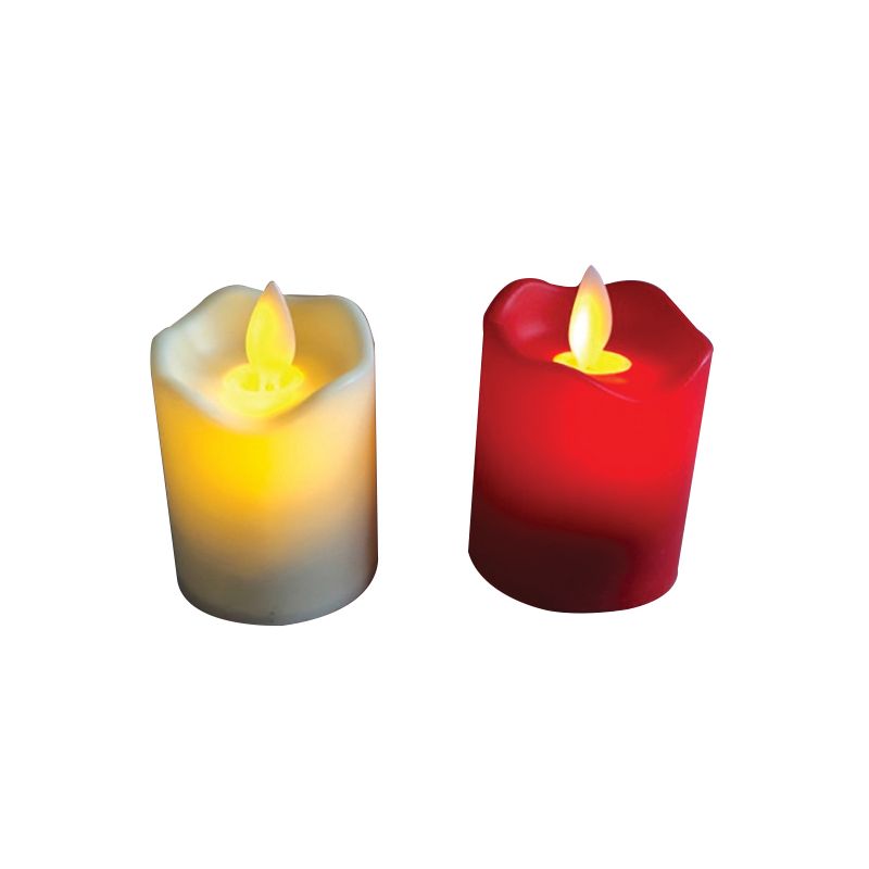 Hometown Holidays 25317 Votive Candle, Red/Ivory, LR44 Battery, Warm White