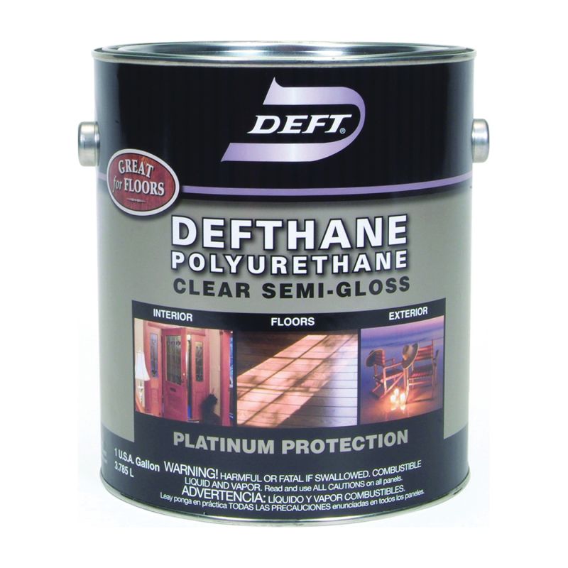 PPG Defthane 123-01 Polyurethane, Semi-Gloss, Liquid, Clear, 1 gal, Can Clear