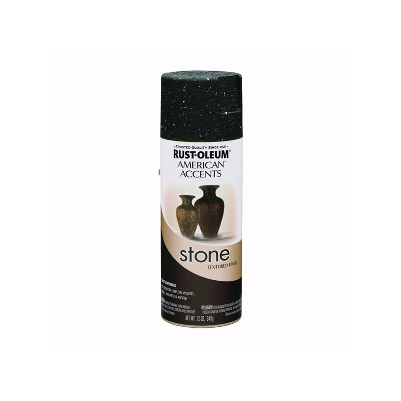 Rust-Oleum 7991830 Stone Texture Spray Paint, Solvent, Black Granite, 12 oz, Can Black Granite