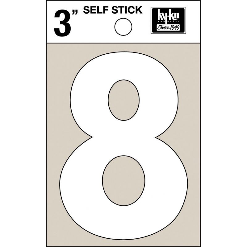 Hy-Ko 3 In. White Self-Stick Numbers White, Non-Reflective (Pack of 10)