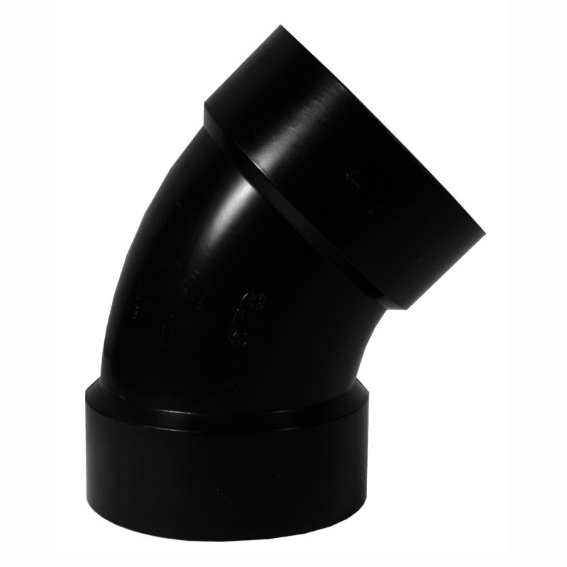 IPEX 027244 Pipe Elbow, 4 in, Hub, 45 deg Angle, ABS, SCH 40 Schedule