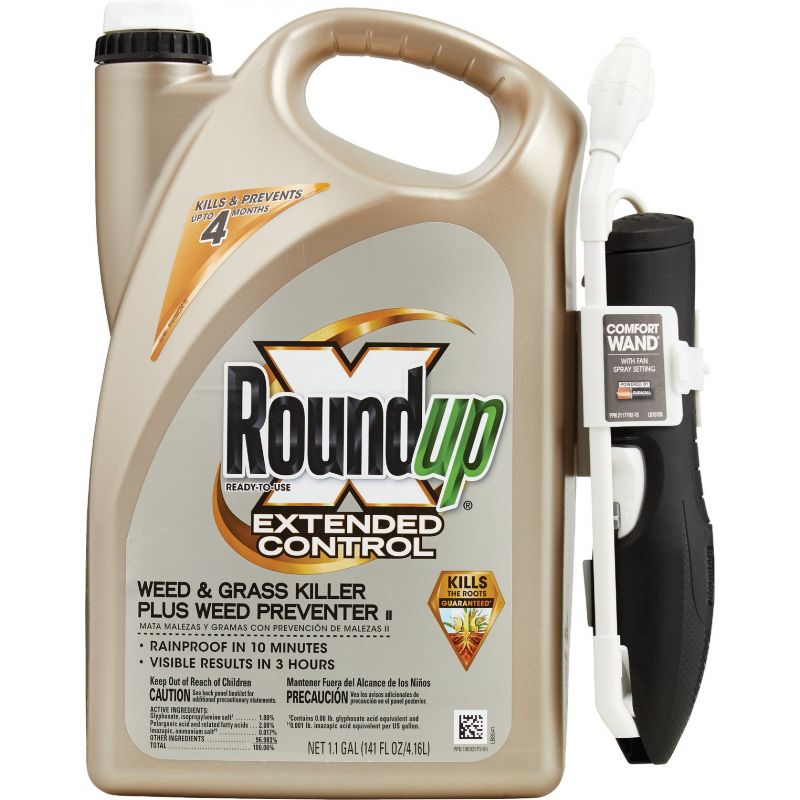 Roundup Extended Control Weed &amp; Grass Killer Plus Weed Preventer II 1.1 Gal., Wand Sprayer