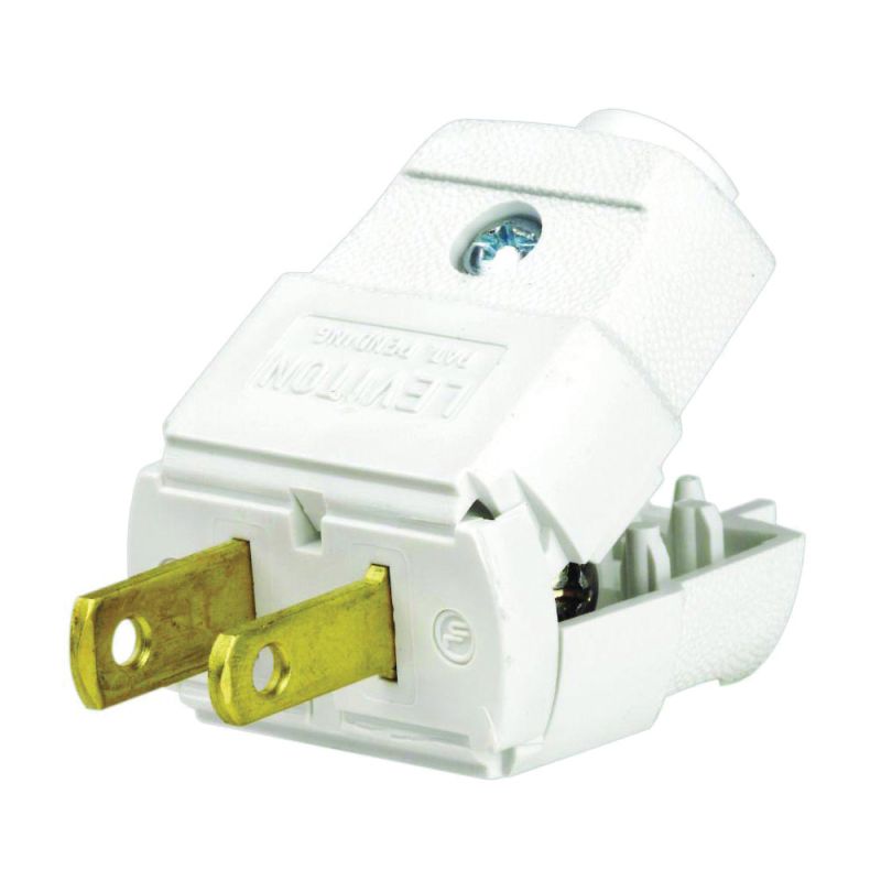 Leviton C22-00101-0WP Electrical Plug, 2 -Pole, 15 A, 125 V, NEMA: NEMA 1-15P, White White