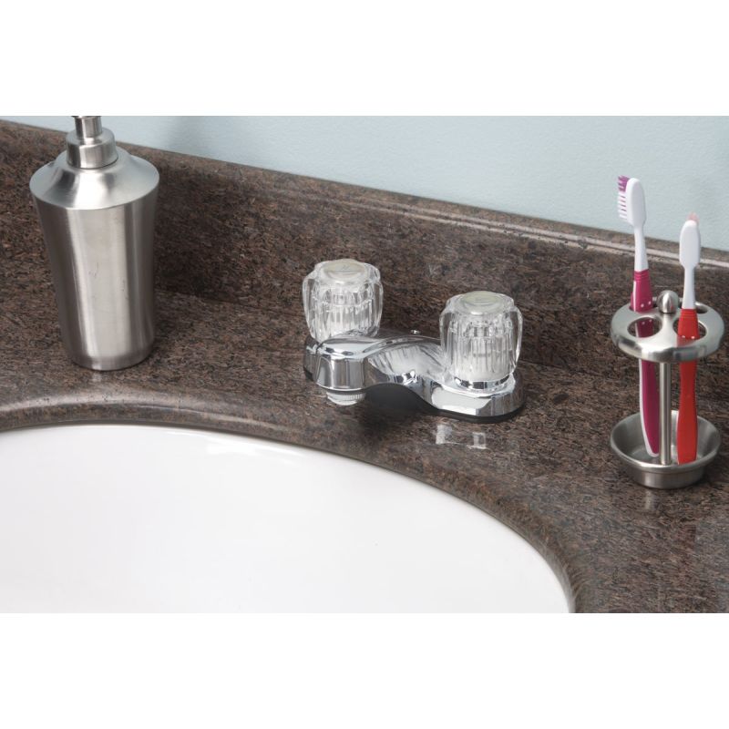 Home Impressions 2-Acrylic Round Handle 4 In. Centerset Bathroom Faucet