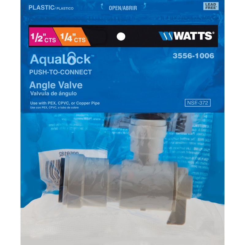 Watts Quick Connect Stop Angle Valve 1/2&quot; CTS X 1/4&quot; CTS