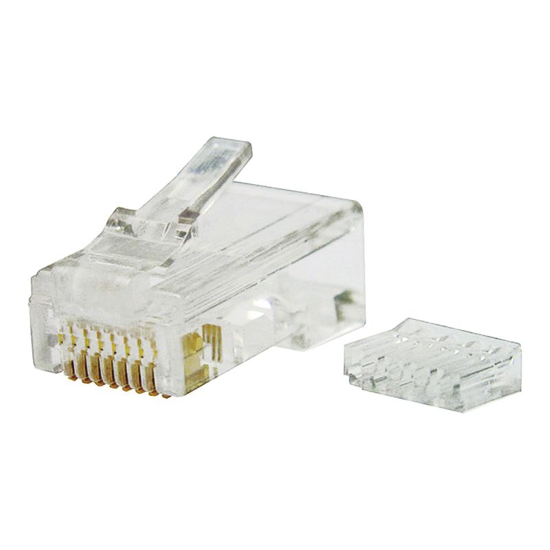 GB GMC-88M6 Modular Plug, RJ-45 Connector, 8 -Contact, 8 -Position, White, 50/PK White