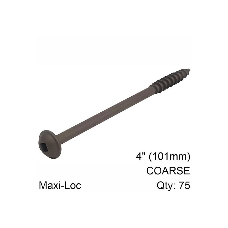 Kreg SML-C4X400-75 Pocket-Hole Screw, #14 x 4 Thread, 4 in L, Coarse Thread, Square Drive, Self-Tapping Point, Steel