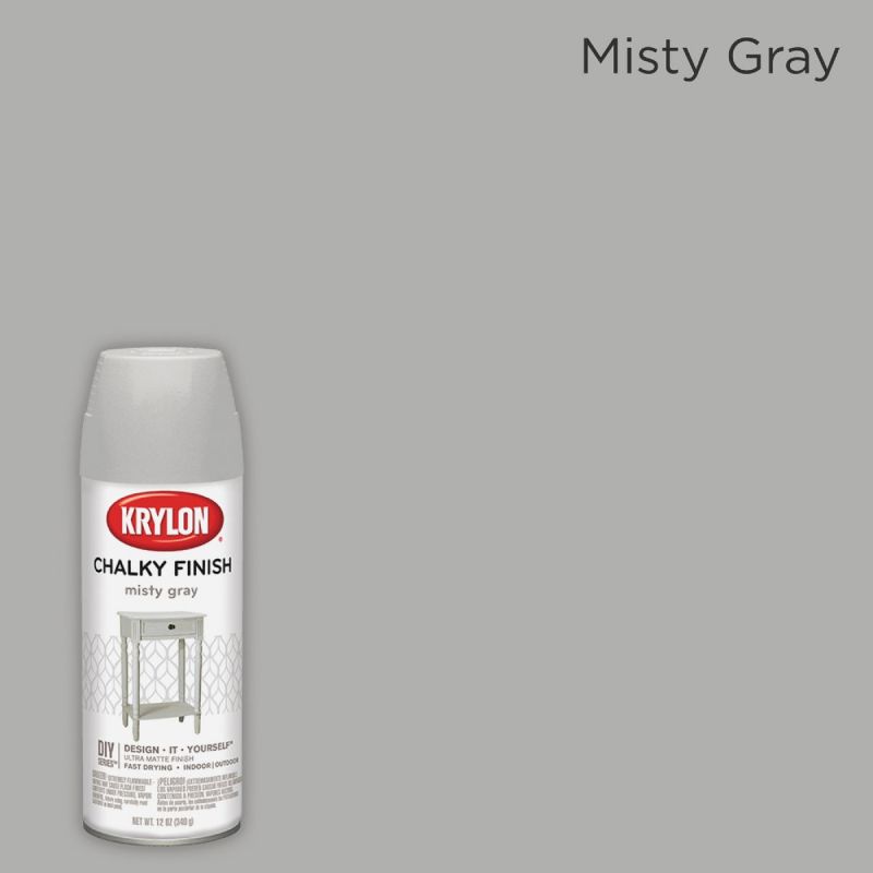 Krylon Chalky Finish Chalk Spray Paint Misty Gray, 12 Oz.