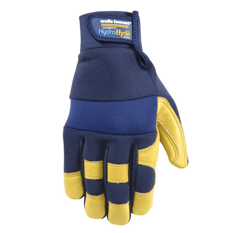 Wells Lamont 3207-XL Work Gloves, Men&#039;s, XL, Spandex Back, Blue/Gold/Yellow XL, Blue/Gold/Yellow