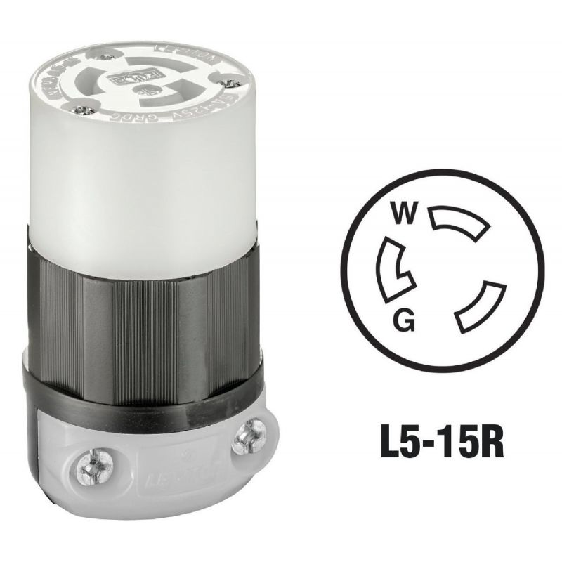 Leviton Industrial Grade Locking Cord Connector Black/White, 15