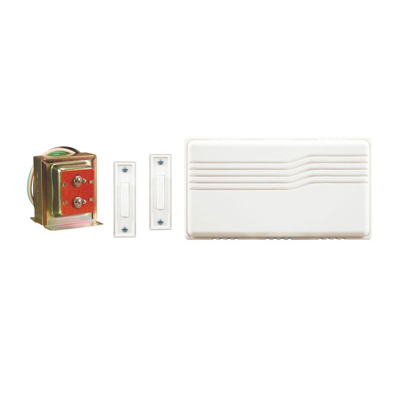 Heath Zenith SL-27102-02 Doorbell Kit, Wired, 16 V, Ding, Ding-Dong Tone, 95 dB, White White