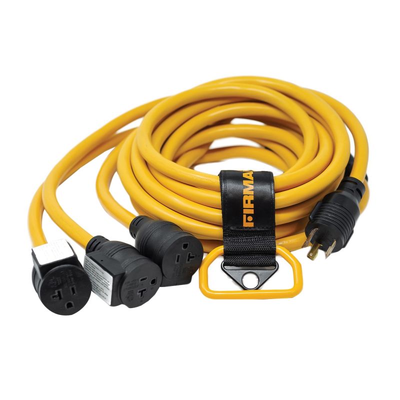 Firman Accessories Series 1105 Power Cord with Storage Strap, Male, Female, 10 ga Wire, 25 ft L, Copper Conductor, 125 V