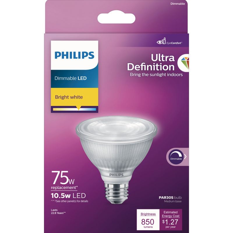 Philips Ultra Definition PAR30S Medium Dimmable LED Floodlight Light Bulb