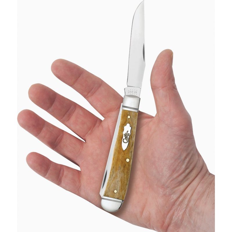 Case Trapper Smooth Antique Bone Pocket Knife Brown, 3.25 In., 3.27 In.