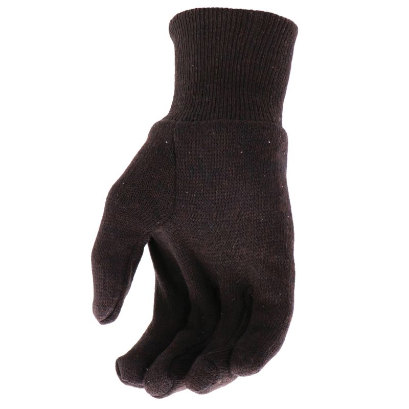 Boss 4020-2 Work Gloves, Unisex, L, Knit Wrist Cuff, Jersey, Brown L, Brown