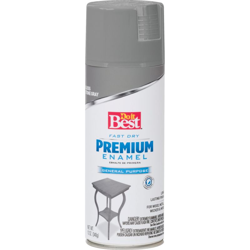 Do it Best Premium Enamel Spray Paint 12 Oz., Stone Gray