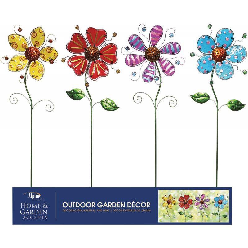 Alpine Glass Flower Garden Stake Assorted (Pack of 12)