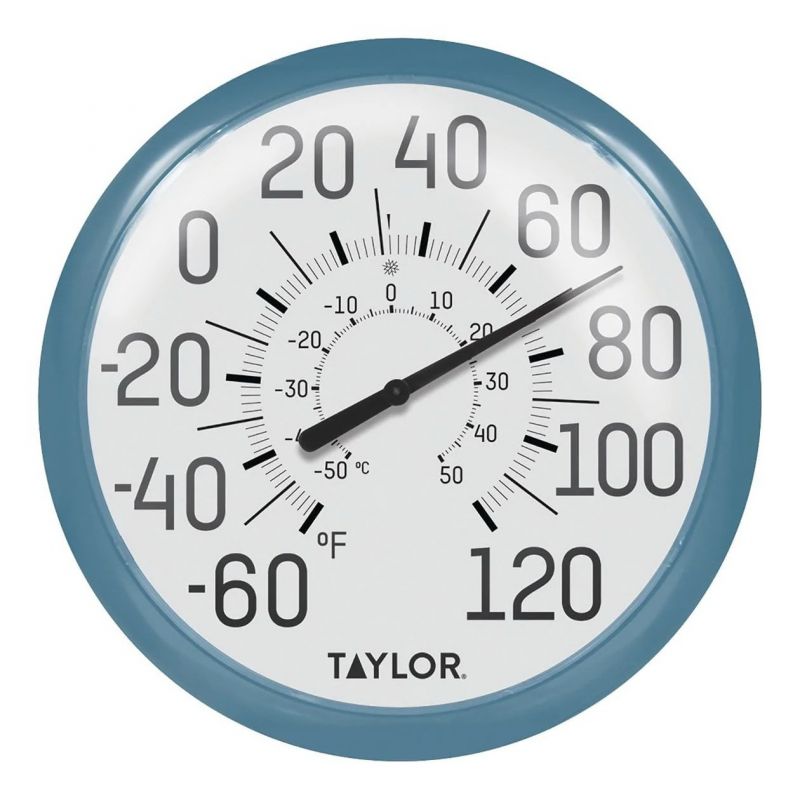 Taylor 6700TE Big and Bold Thermometer, -60 to 120 deg F, Teal Bezel Teal Bezel