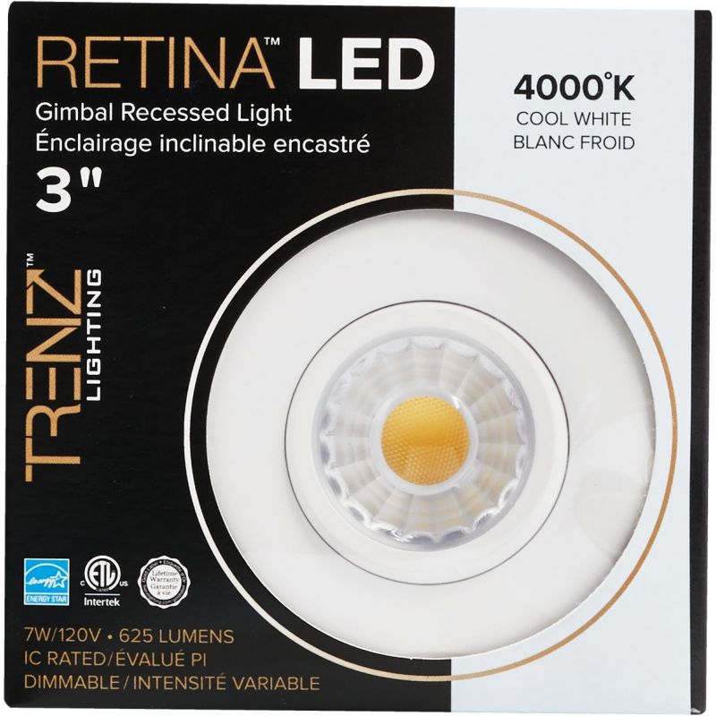 Liteline Trenz Retina 4000K Gimbal Recessed Light Kit 3 In., White