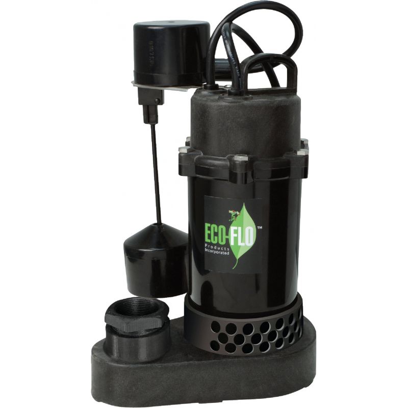 ECO-FLO Vertical Switch Thermoplastic Submersible Sump Pump 1/3 HP, 3600 GPH