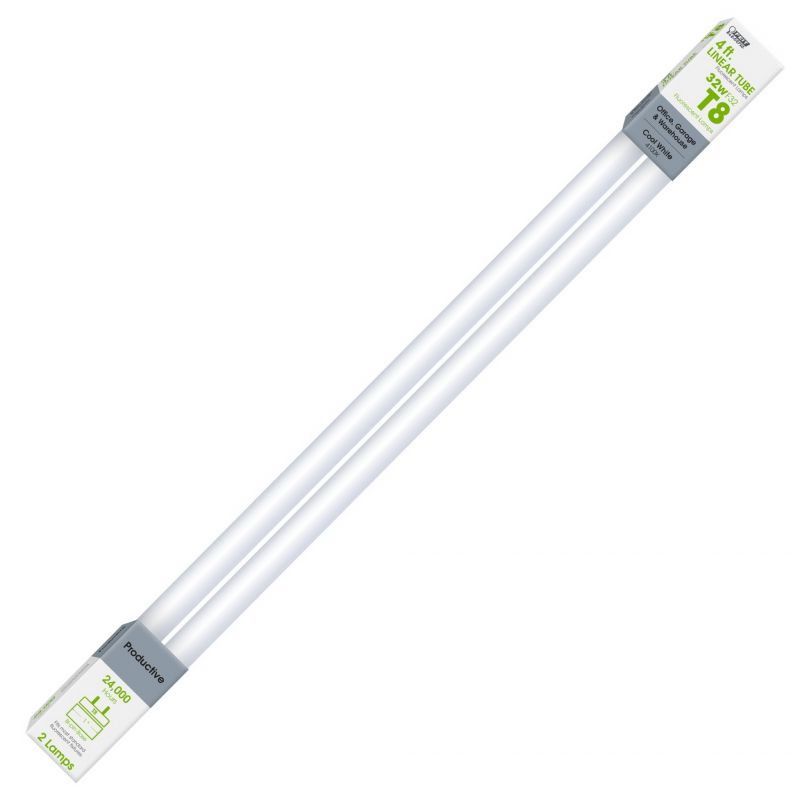 Feit Electric F32T8/941/2 Fluorescent Bulb, 32 W, T8 Lamp, Medium Bi-Pin G13 Lamp Base, 2600 Lumens, 4100 K Color Temp