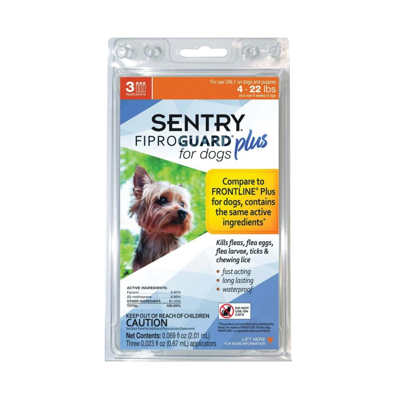 SENTRY Fiproguard Plus 03160 Flea and Tick Squeeze-On, Liquid, Pleasant, 3 Count Pale Yellow