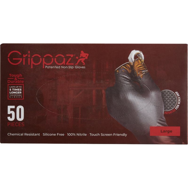 Grippaz Disposable Gloves L, Black