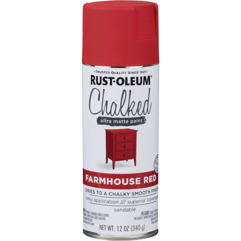 Rust-Oleum Chalked Ultra Matte Spray Paint Farmhouse Red, 12 Oz.