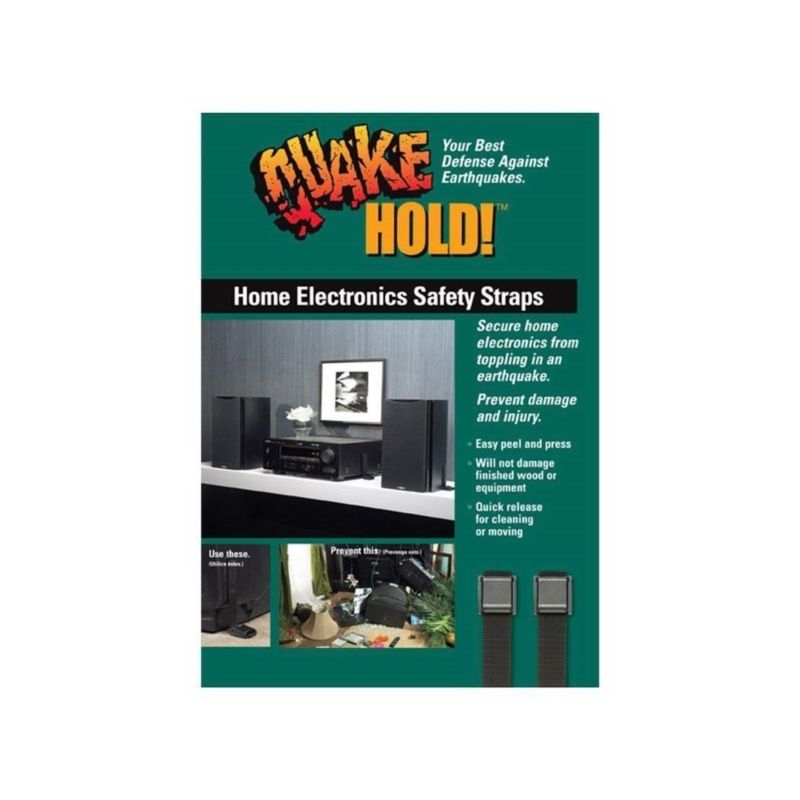 QuakeHold 4173 Adjustable Electronic Safety Strap, Nylon, Black Black
