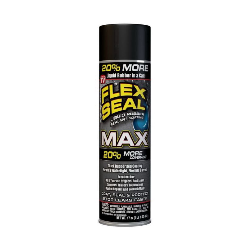 Flex Seal FSMAXBLK24 Rubberized Spray Coating, Black, 17 oz, Can Black