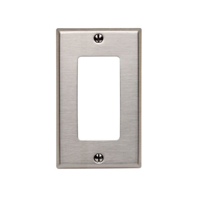 Leviton 84401-105 Wallplate, 2-3/4 in L, 4-1/2 in W, 1-Gang, Stainless Steel, Stainless Steel, Brushed Stainless Steel