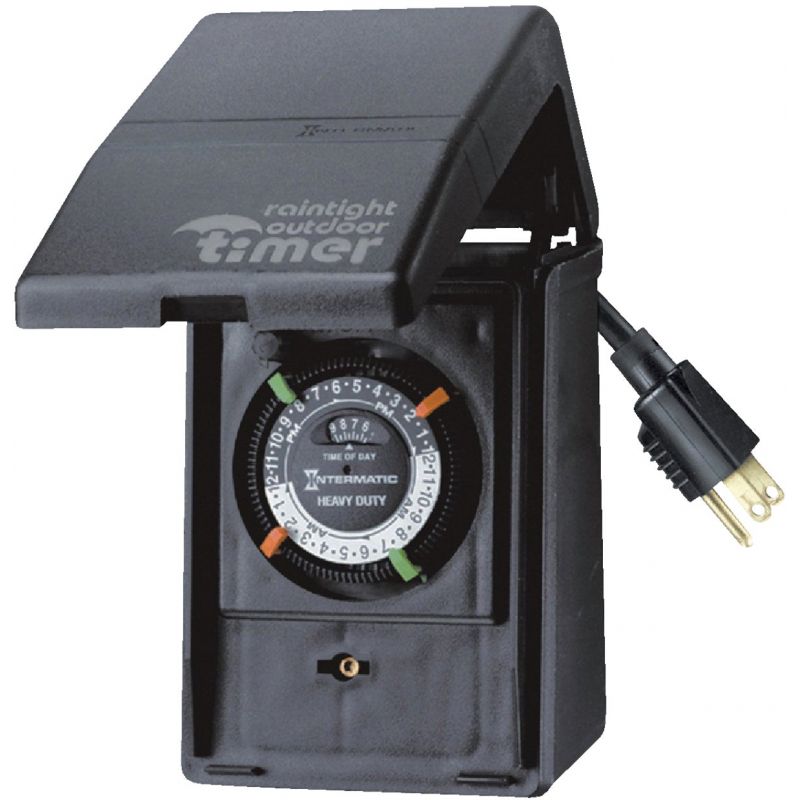 Intermatic Plug-In Outdoor Timer Black, 15 Resistive Or Tungsten