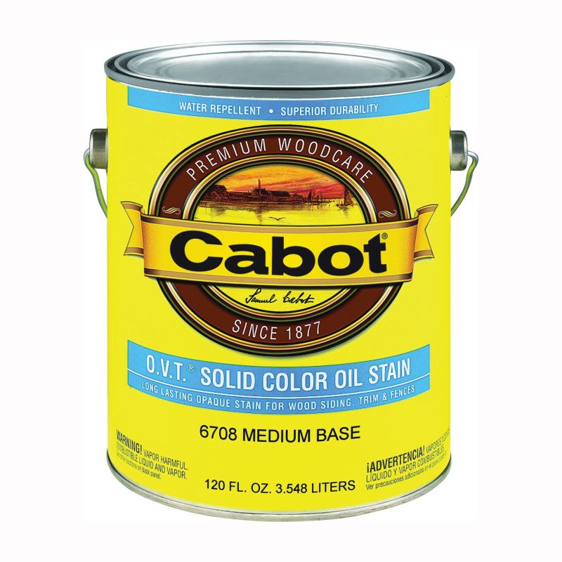 Cabot O.V.T. 140.0006708.007 Oil Stain, Flat, Medium Base, Liquid, 1 gal Medium Base (Pack of 4)