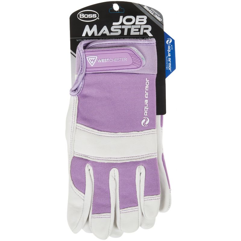 Boss Job Master Aqua Armor Women&#039;s Work Glove S/M, Purple &amp; White