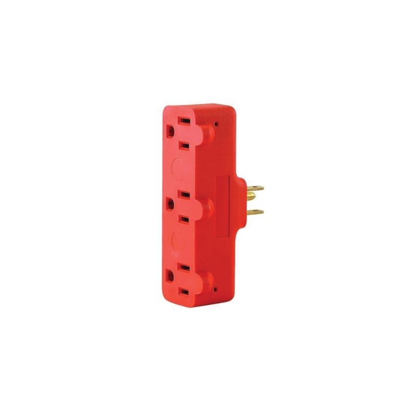 Leviton R54-00699-000 Triple Tap Outlet Adapter, 2 -Pole, 15 A, 125 V, 3 -Outlet, NEMA: NEMA 5-15R, Orange Orange