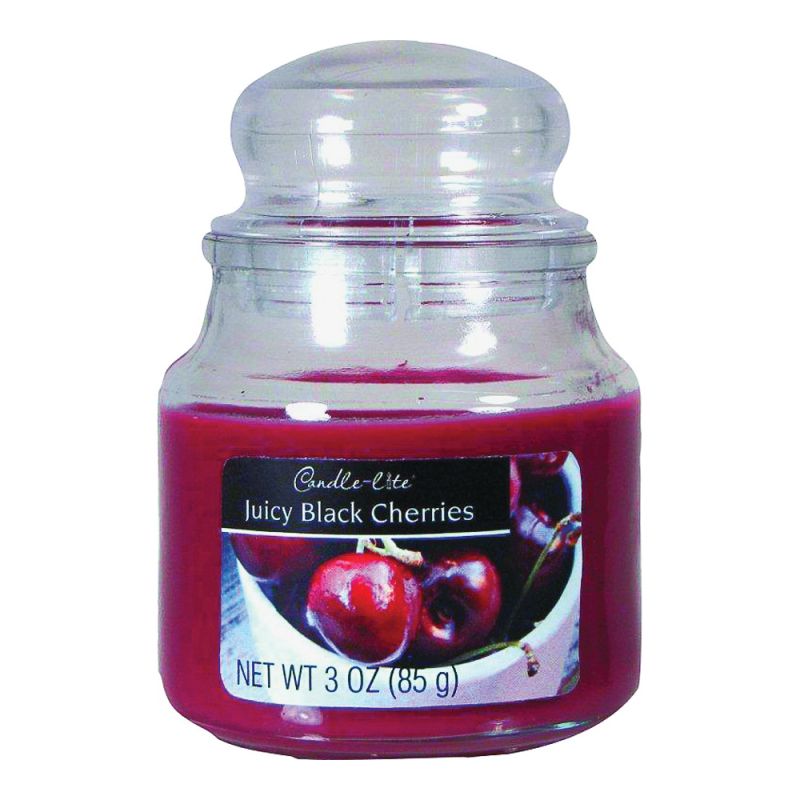 CANDLE-LITE 3827565 Jar Candle, Juicy Black Cherries Fragrance, Burgundy Candle (Pack of 6)