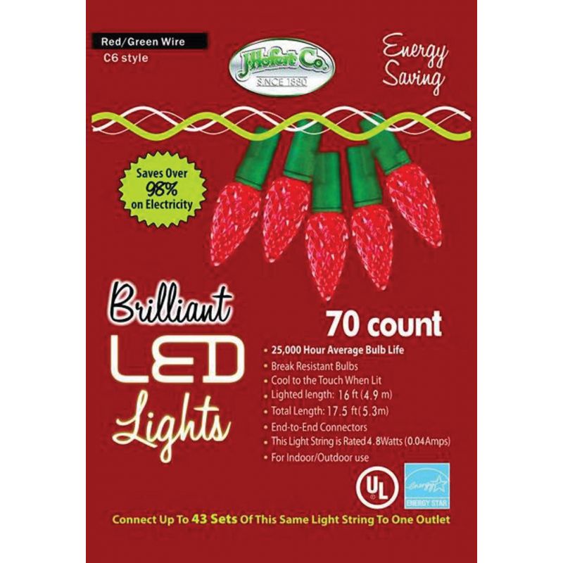 J Hofert Red 70-Bulb C6 LED Light Set