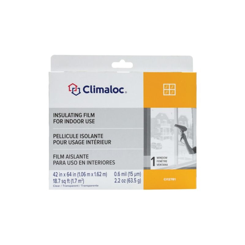 Climaloc CI12781 Insulating Shrink Film, 24 in W, 0.6 mil Thick, 64 in L, Clear Clear